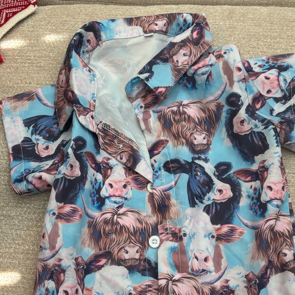 Kids Farm Animal Print Button Down Shirt